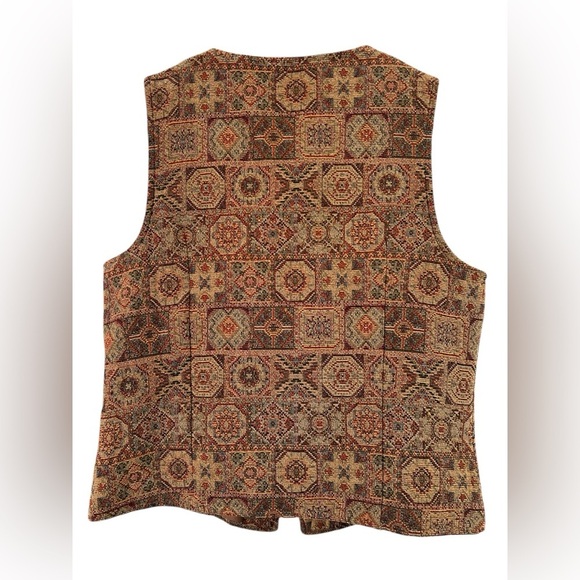 White stag brown tapestry button down vest - Picture 4 of 4